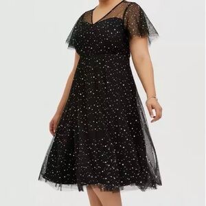 Torrid Elegant Black Mesh Starry Dress Size 12
